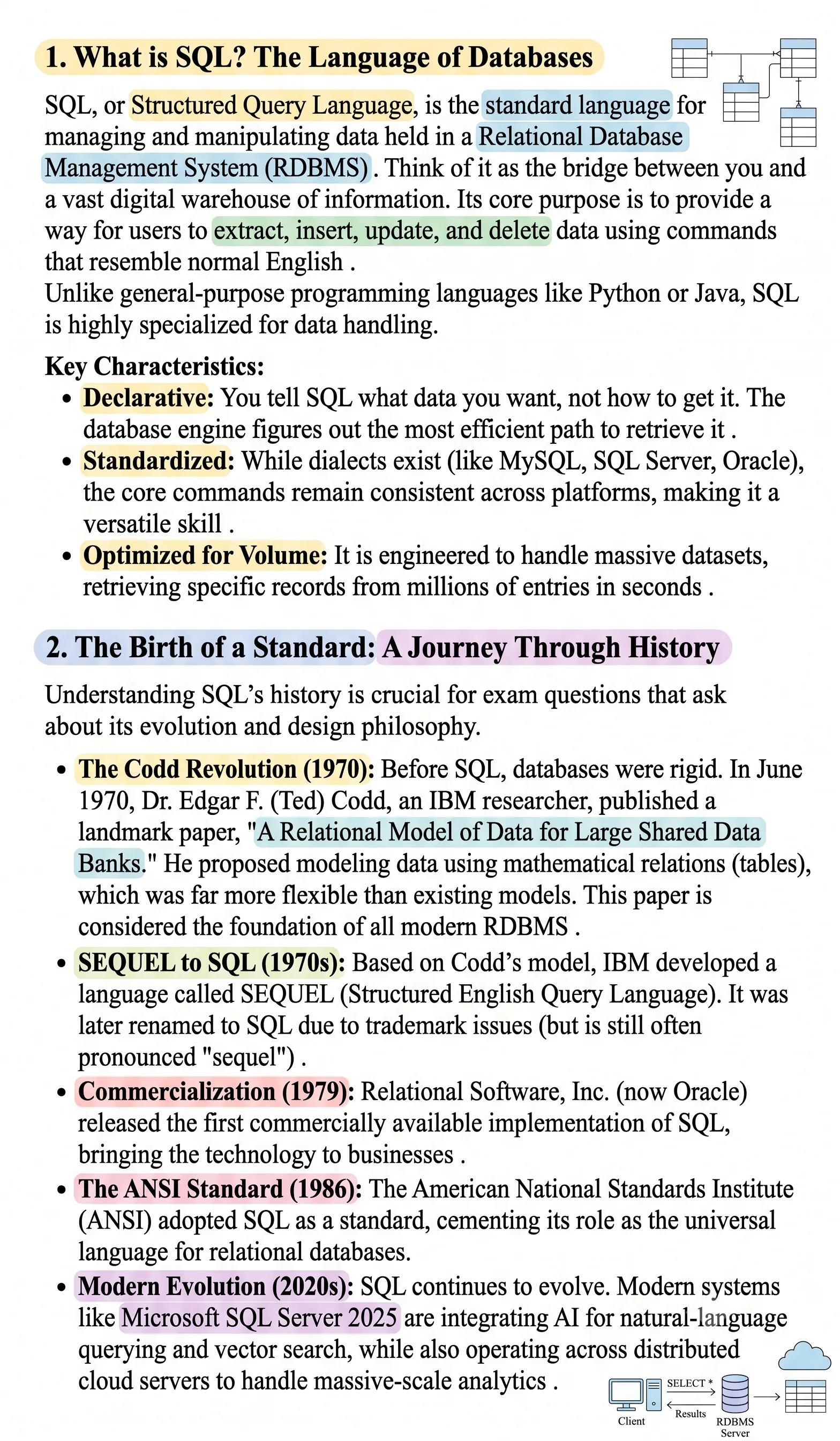 Complete original handwritten Unit 1: What is SQL? note sheet